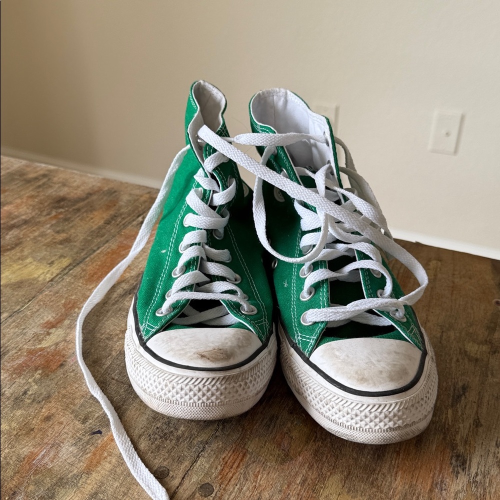 Converse Green High-Top Sneakers with White Laces